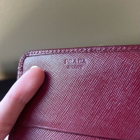 Prada Milano Made in Italy Wine Red Snap Wallet with unbranded chain - Picture 7 of 16